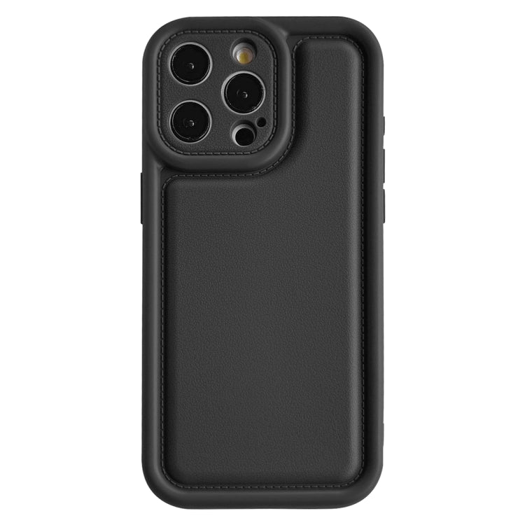 For iPhone 15 Pro Max Frosted Leather Texture TPU Phone Case(Black)