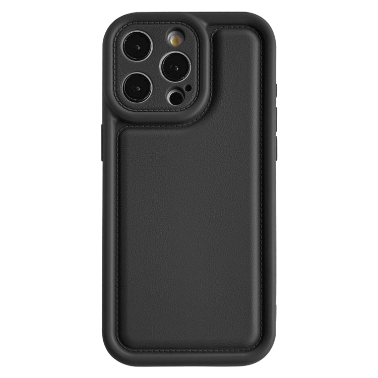 For iPhone 15 Pro Max Frosted Leather Texture TPU Phone Case(Black)