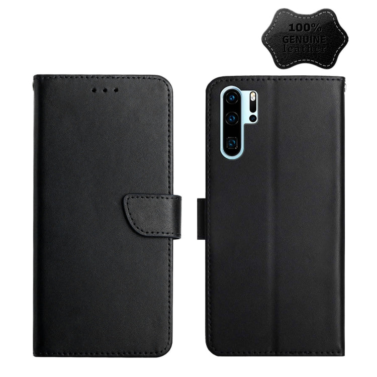 For Huawei P30 Pro Genuine Leather Fingerprint-proof Horizontal Flip Phone Case(Black)