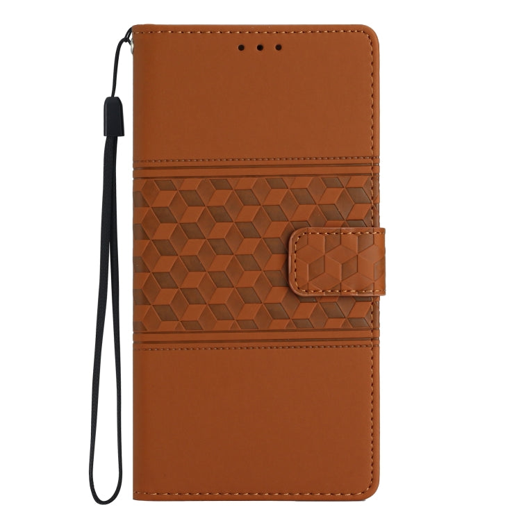 For Huawei P30 Pro Diamond Embossed Skin Feel Leather Phone Case with Lanyard(Brown)