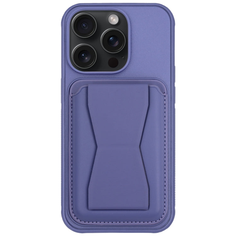 For iPhone 15 Pro Max Leather Card Holder TPU Phone Case(Light Purple)